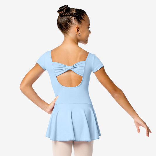 SL122 Skirted Bow Back Dress-LTBLUE : 6X-7