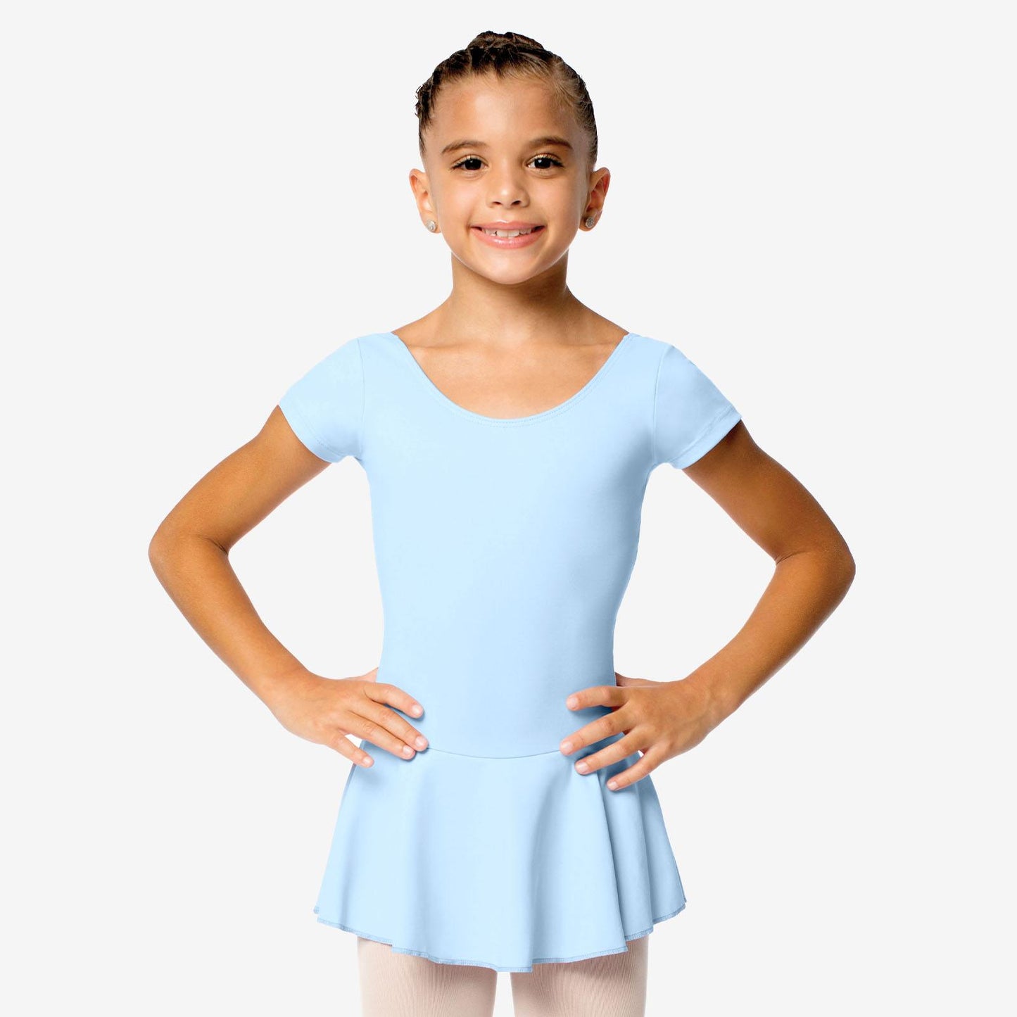 SL122 Skirted Bow Back Dress-LTBLUE : 6X-7