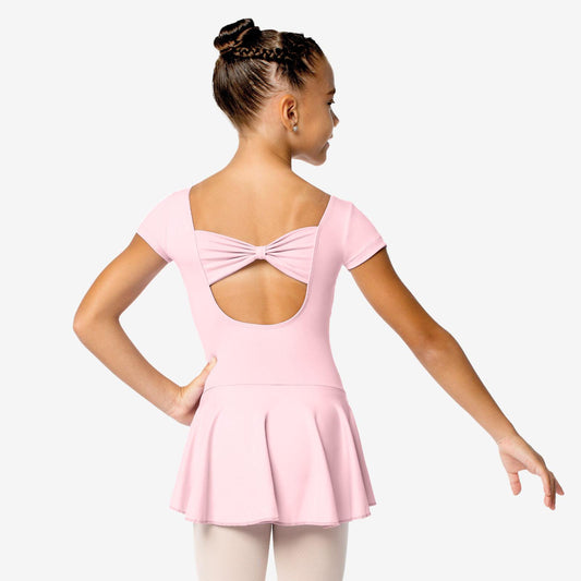 SL122 Skirted Bow Back Dress-LPNK : 12-14