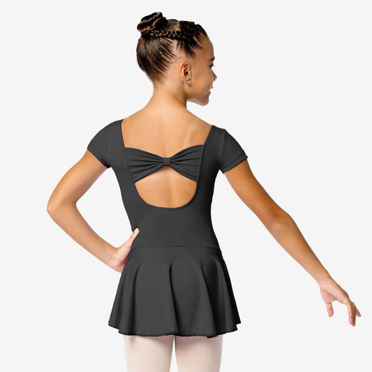SL122 Skirted Bow Back Dress-BLK : 2-4