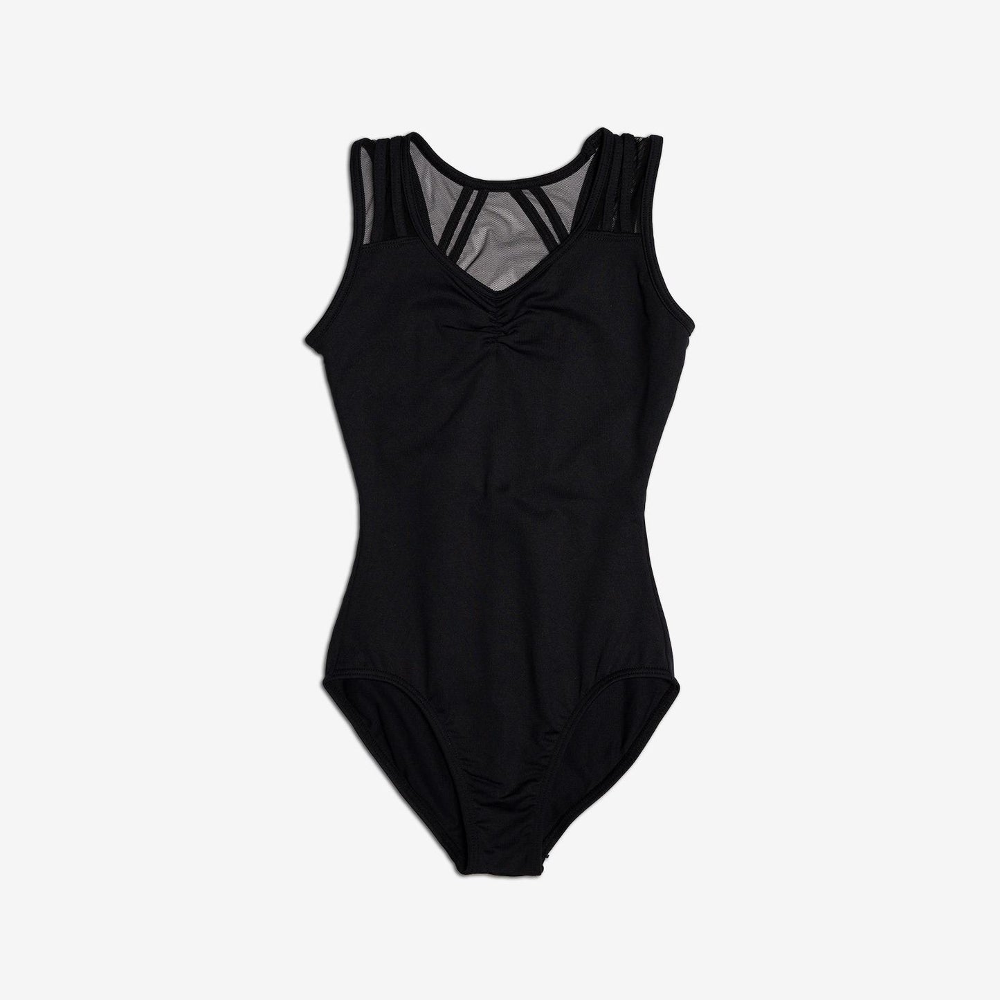 SL136  X-Back Mesh Leotard-BLK : 12-14