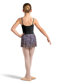 CR0251 Pull-on Prints Skirt-BLK FLOR : XS/SM