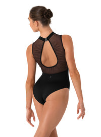 L40018B ATHENA Mock Neck Open Mesh Leo w/padding