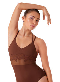 L70030 AALIYAH Floral Mesh Panel Double Strap Leo