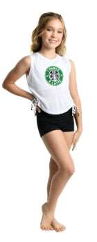 23300 "I  DANCE A LATTE" Tee-WHITE : 8-10