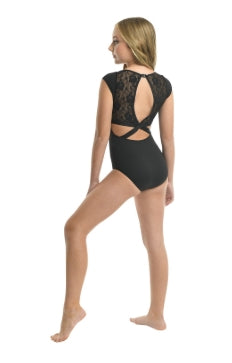 23113C YASMIN Cap Slv Lace Back-BLK : 6X-7