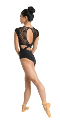 23113 YASMIN Cap Slv Lace Back-BLK : S
