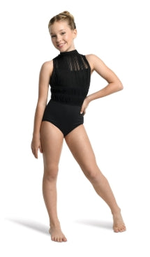 23100C Mesh Pleated Leotard-BLK : 8-10